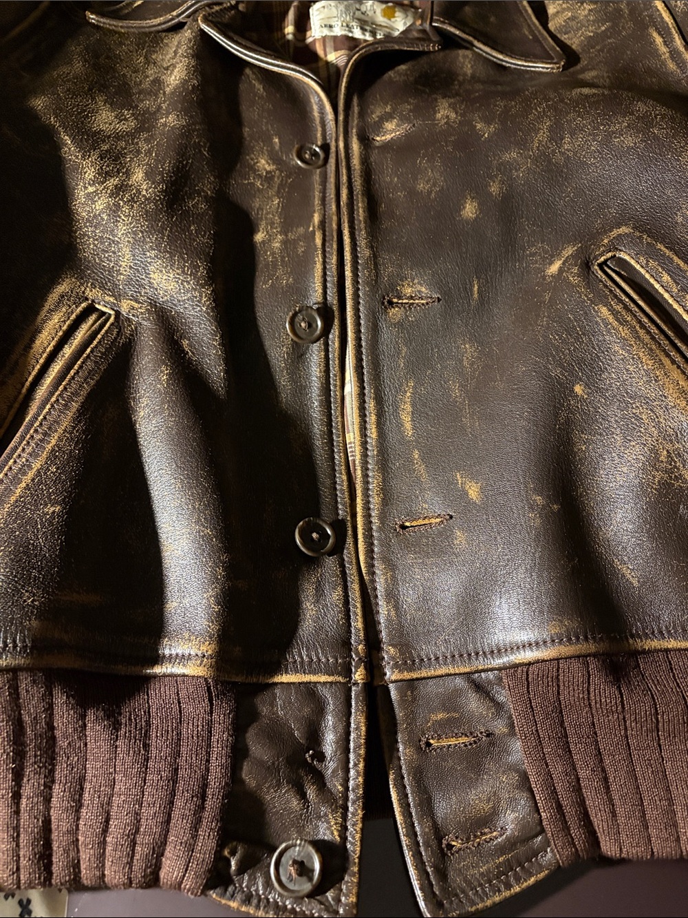 Aero X Levi Strauss *Rare* LVC Vintage 1930’s Distressed Leather Bomber - Men’s - Picture 7 of 9
